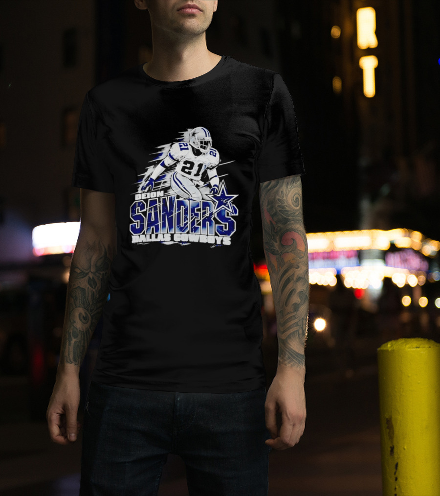 Deion Sanders Dallas Cowboys 21 Star Football Legend T-Shirt