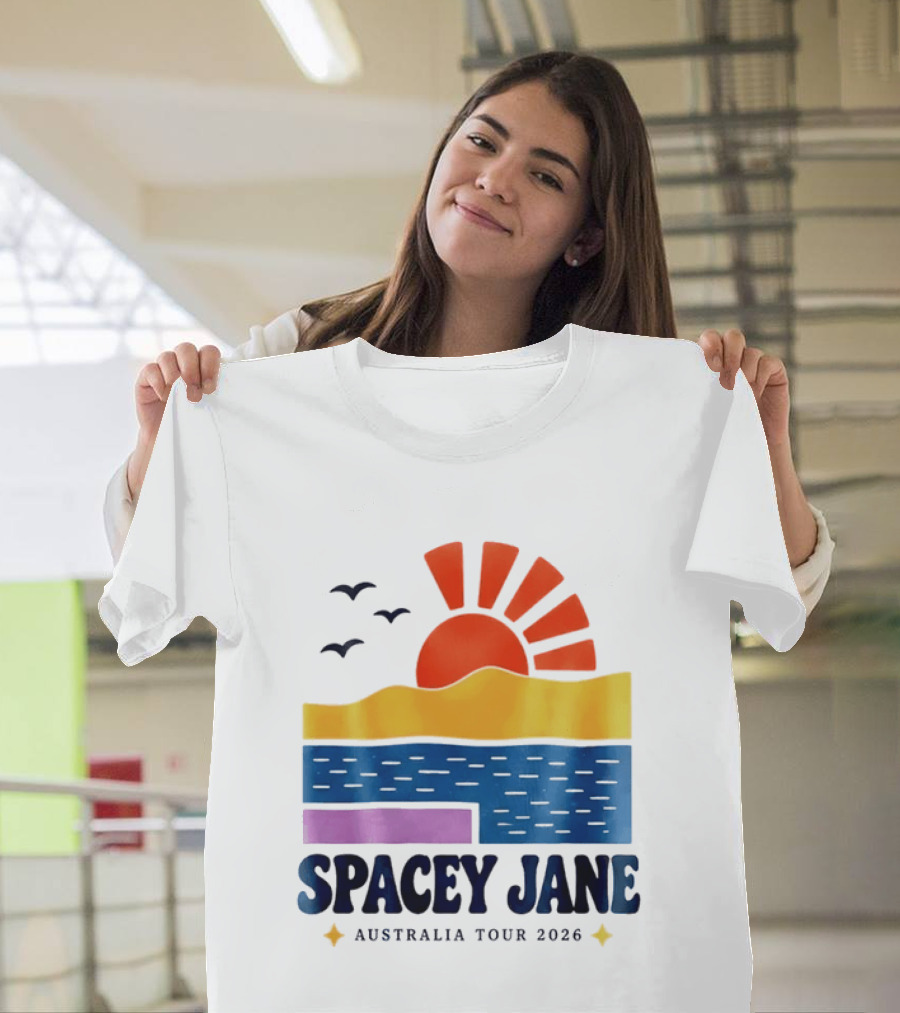 Spacey Jane Australia Tour 2026 Indie Rock Ocean Sunset Birds T-Shirt