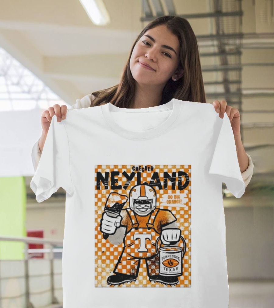 Checker Neyland Go Big Orange Tennessee Volunteers VS Texas Saturday T-Shirt