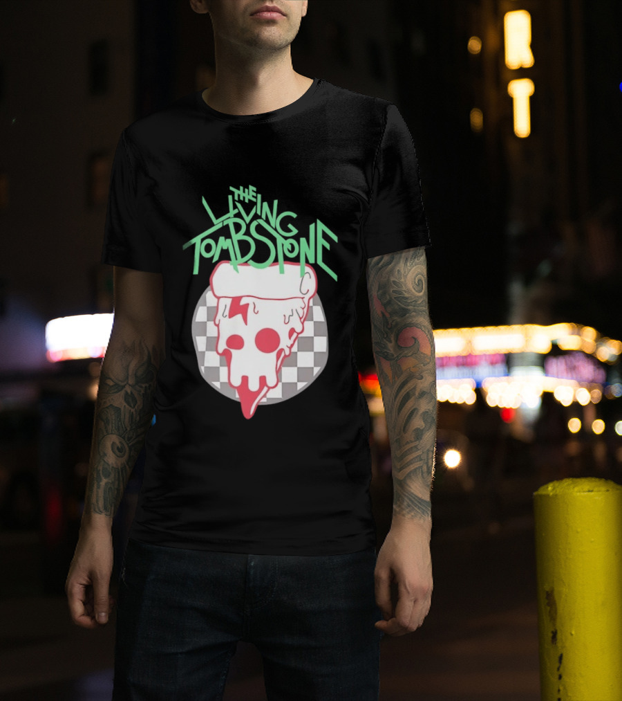 The Living Tombstone Pizza Skull Checkered T-Shirt