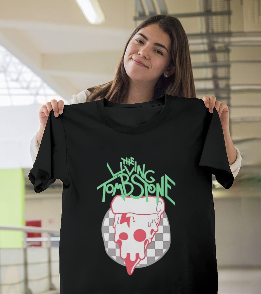The Living Tombstone Pizza Skull Checkered T-Shirt