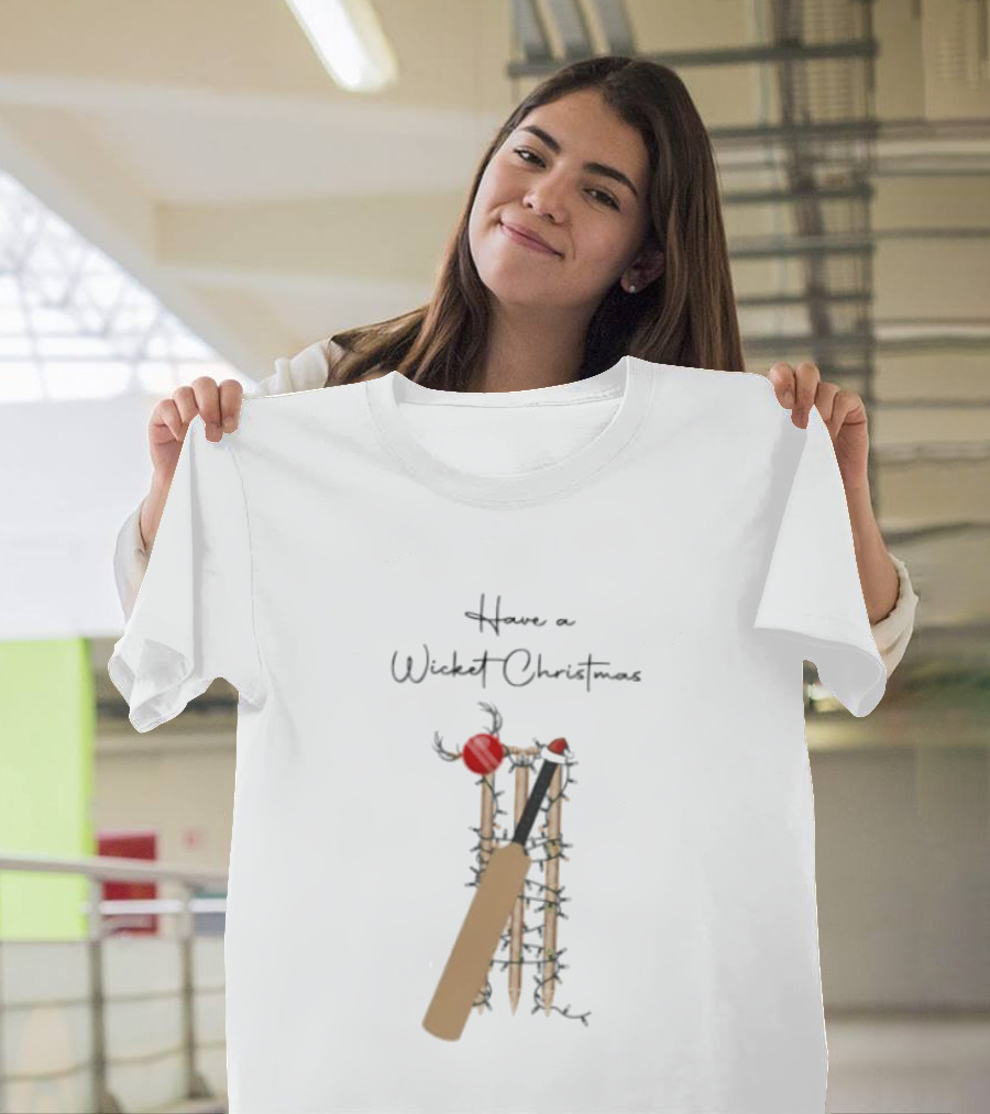 Have A Wicket Christmas Cricket Bat And Stumps Holiday T-Shirt