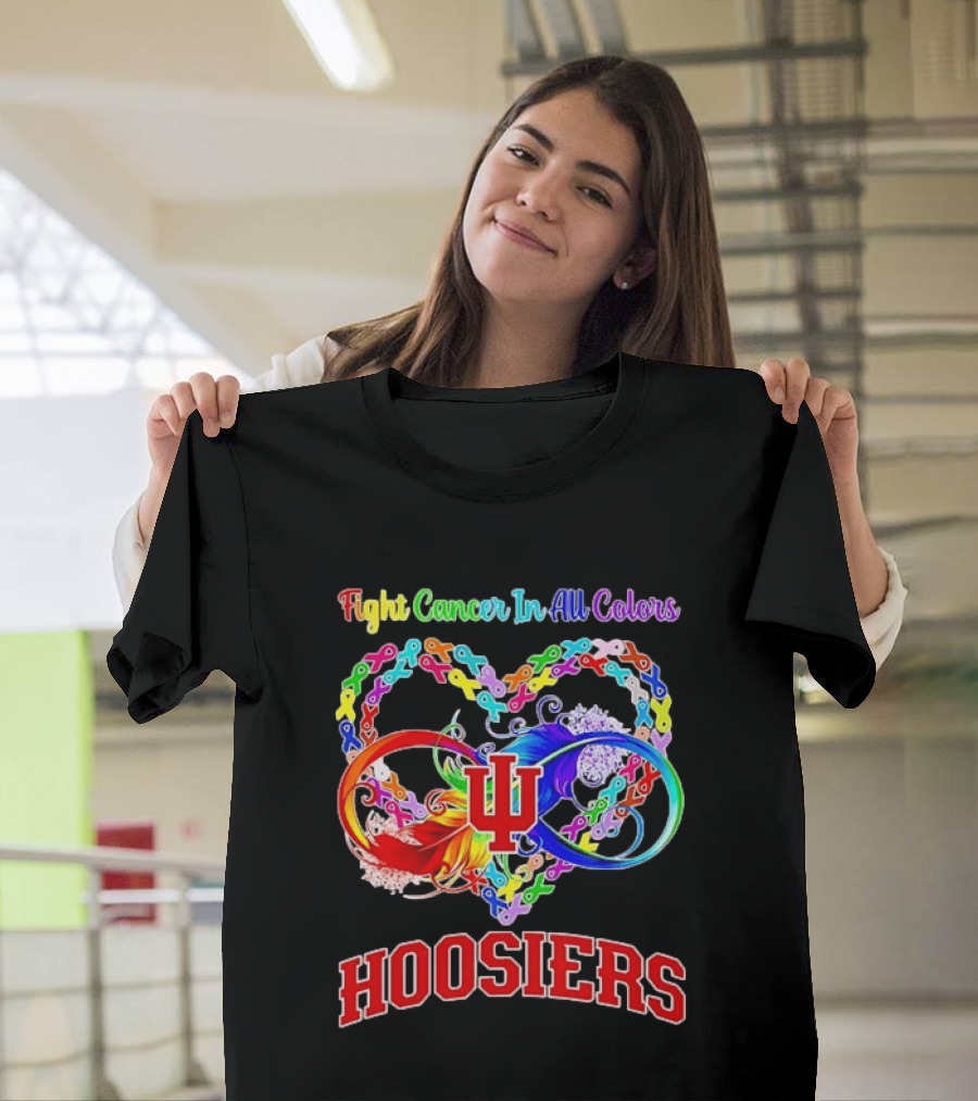 Hoosiers Fight Cancer In All Colors With Heart Symbol And Interlocking Chains T-Shirt