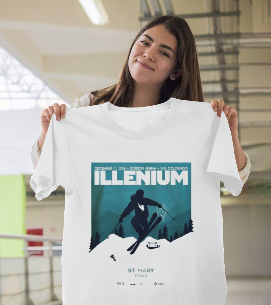 Illenium December 11 2026 Skiing Dobson Arena Vail Colorado Concert St Mary Paws T-Shirt
