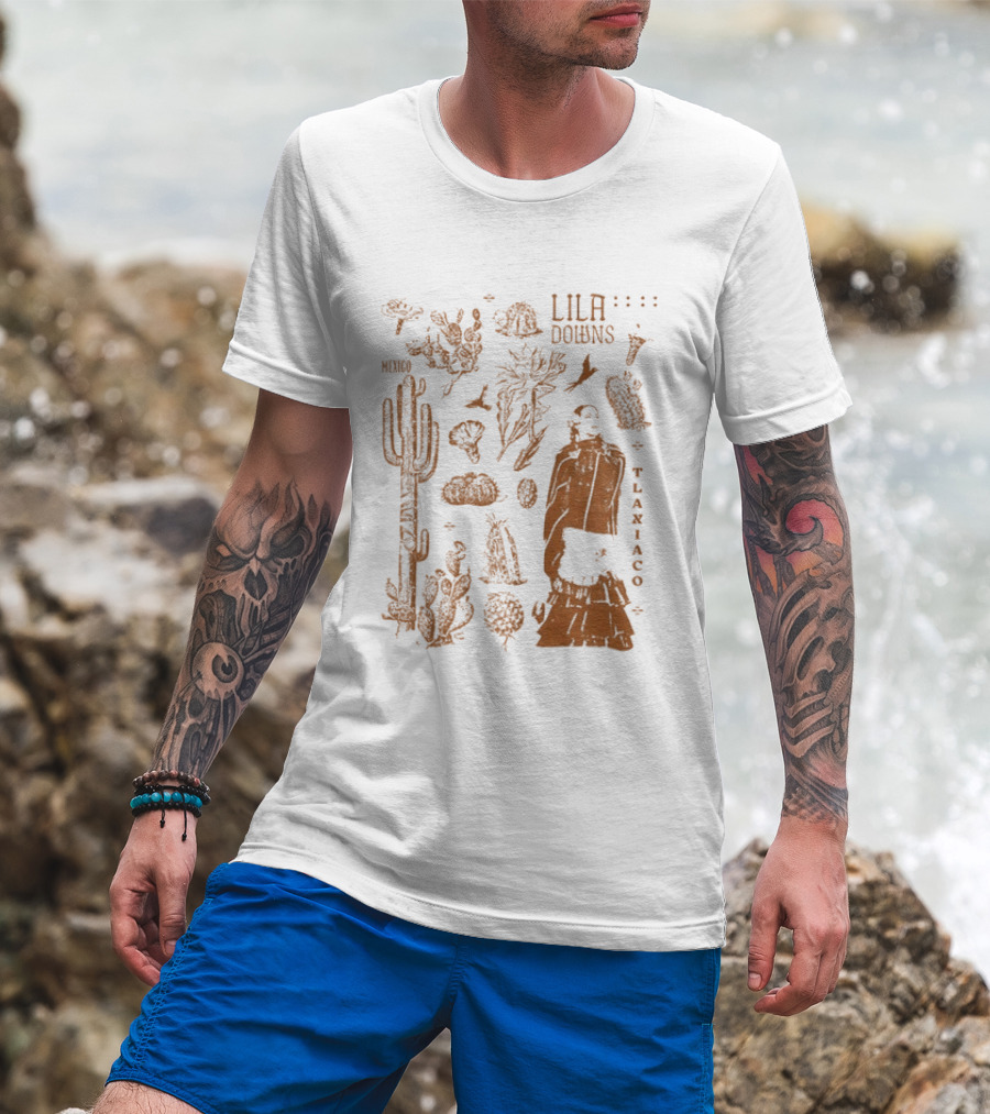 Lila Downs Mexico Tlaxiaco Mexican Singer With Floral And Cactus T-Shirt