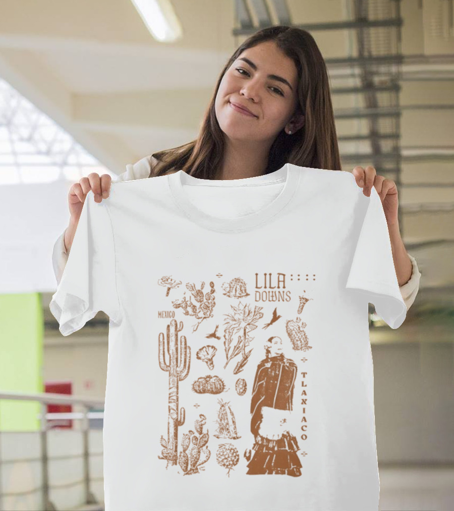 Lila Downs Mexico Tlaxiaco Mexican Singer With Floral And Cactus T-Shirt