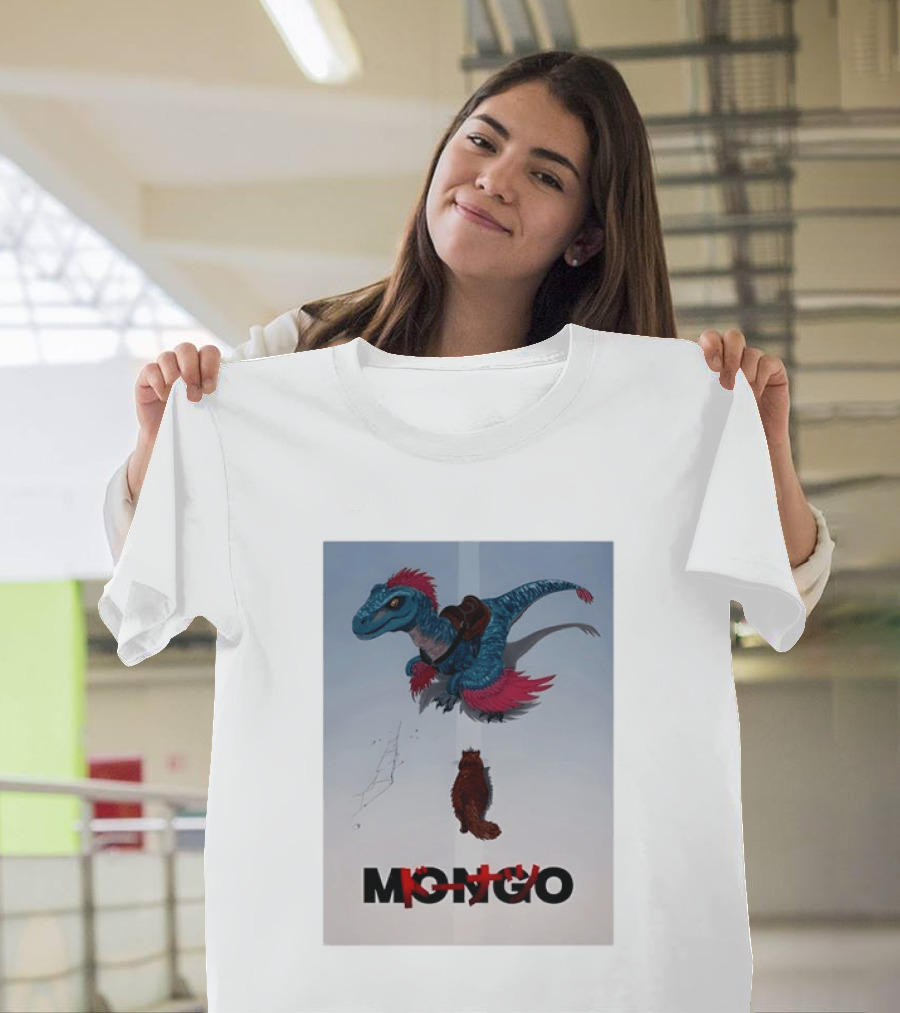 Mongo The Raptor Dinosaur And Cat Fantasy Adventure T-Shirt