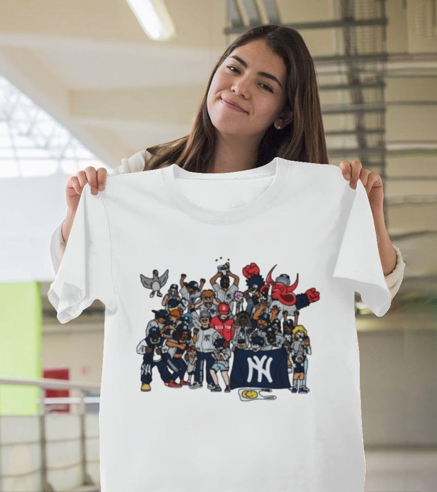 New York Yankees Fans Collage MLB Baseball Rivalry Characters And Mascots T-Shirt