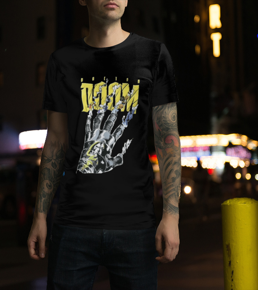 Marvel Doom Metal Gauntlet Ripping Through Paper T-Shirt