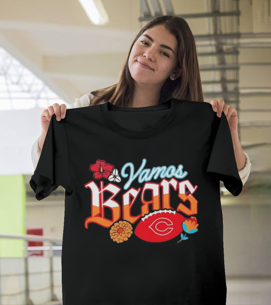 Vamos Bears Chicago Football Floral T-Shirt