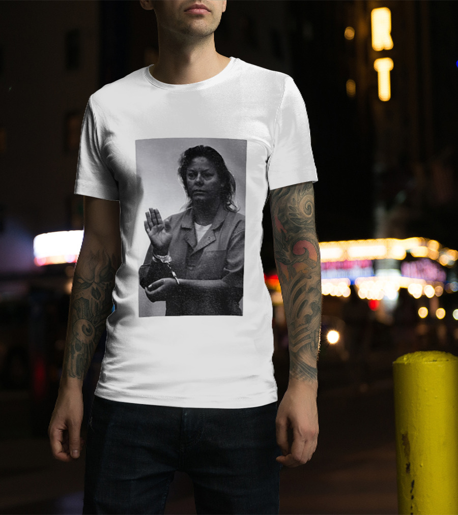 Aileen Wuornos True Crime Handcuffed Raised Hand Political Image T-Shirt