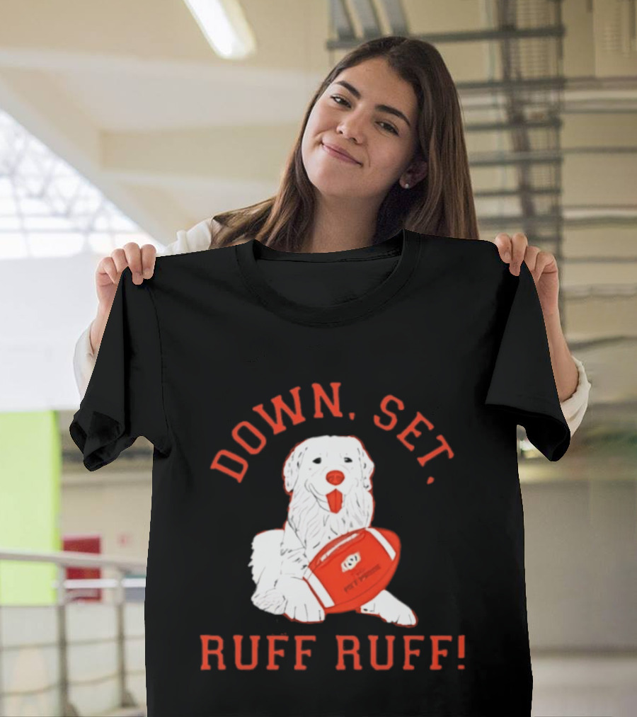 Pet Pride Dog Down Set Ruff Ruff Football T-Shirt