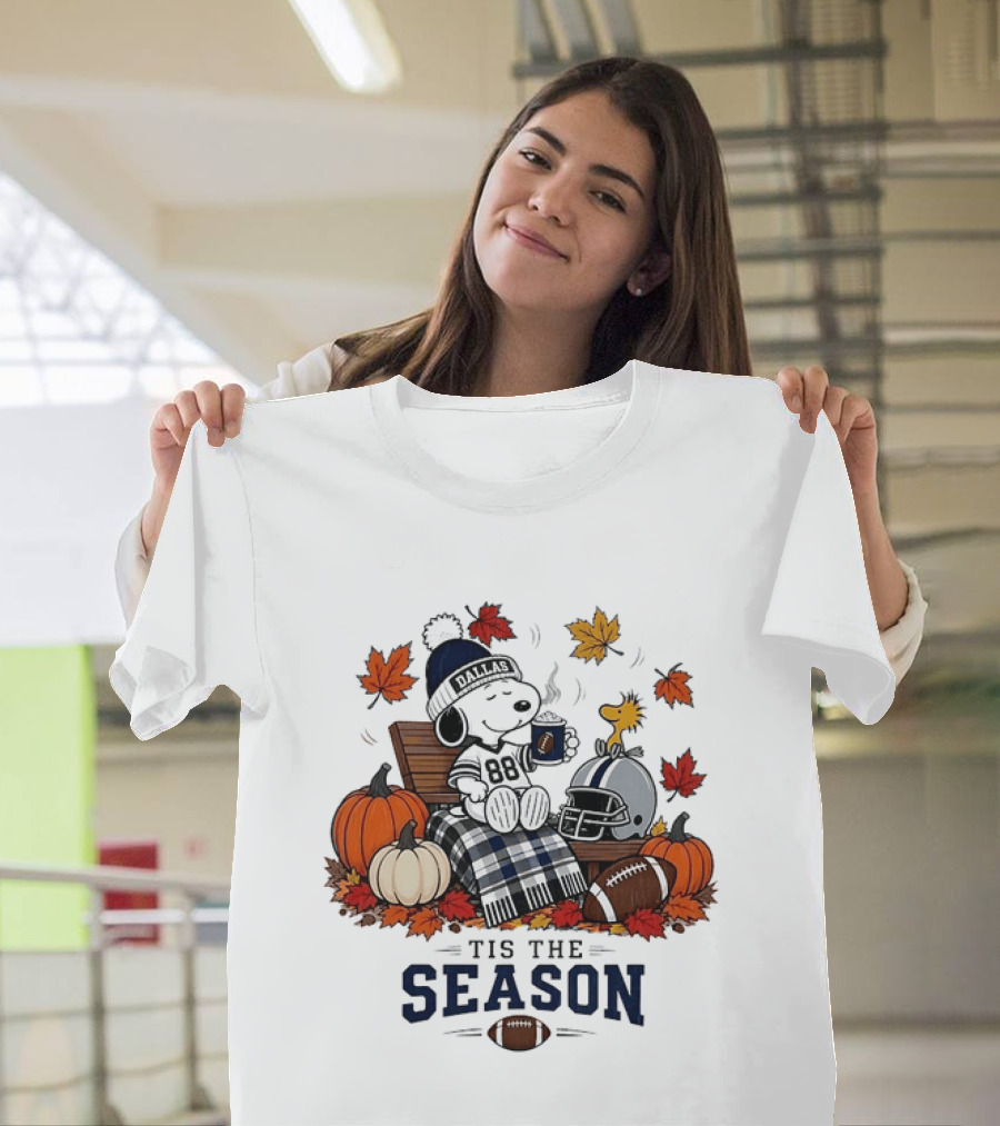 Dallas Cowboys Snoopy Woodstock Fall Football 'Tis The Season T-Shirt