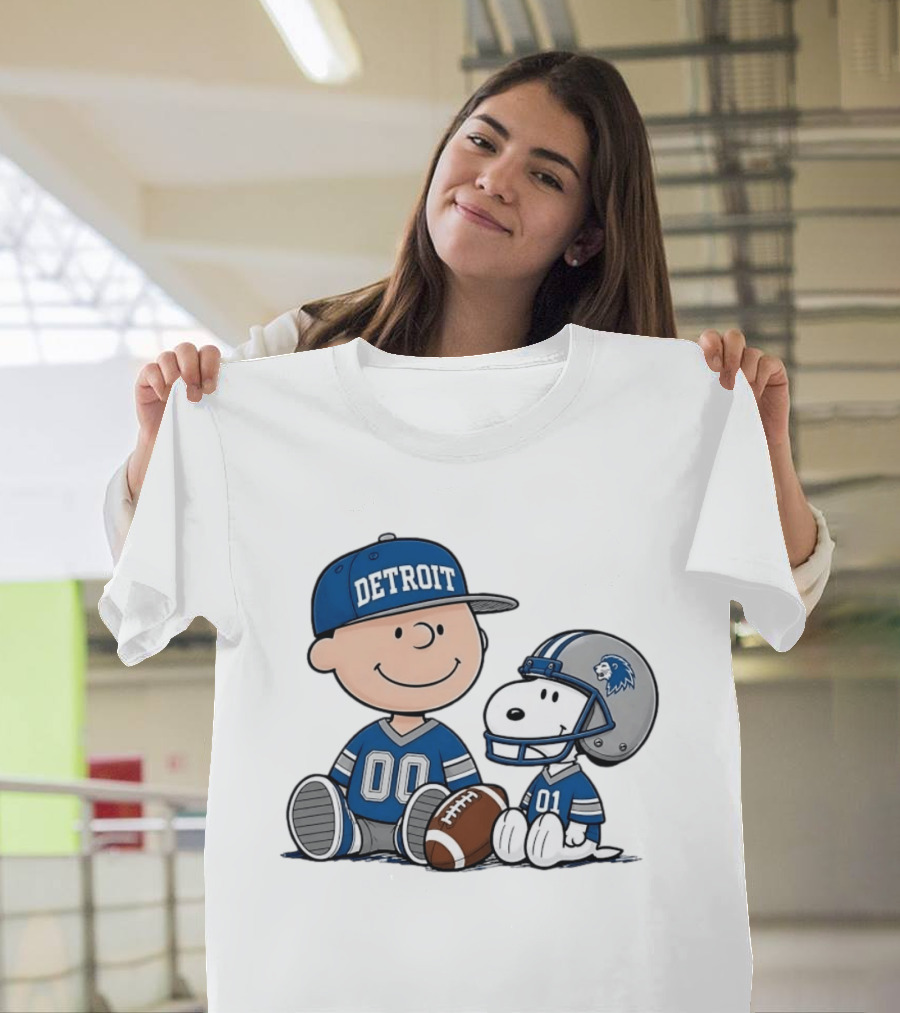 Detroit Lions Charlie Brown Snoopy Fan Jersey 00 01 Football T-Shirt