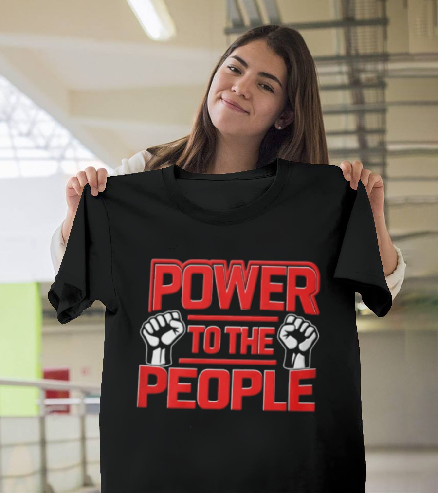Power To The People Two Raised Fists Red T-Shirt