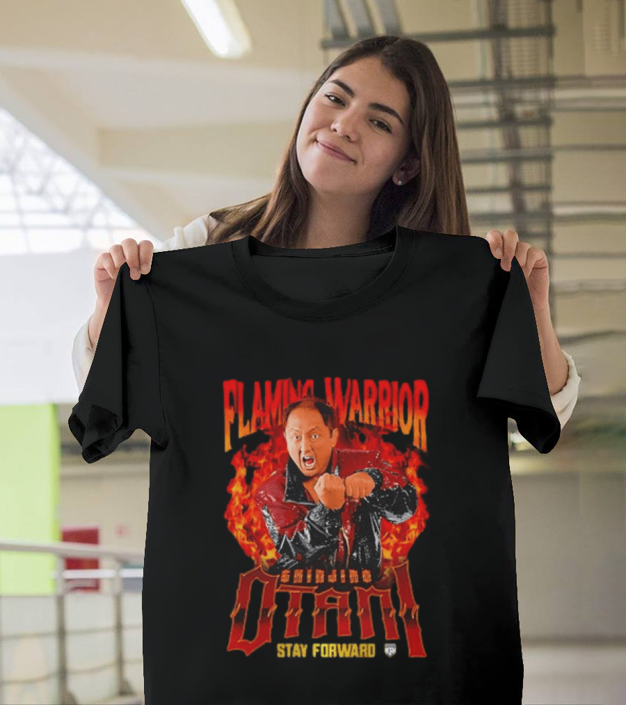 Shinjiro Otani Flaming Warrior NJPW Stay Forward Clenched Fists Fire T-Shirt