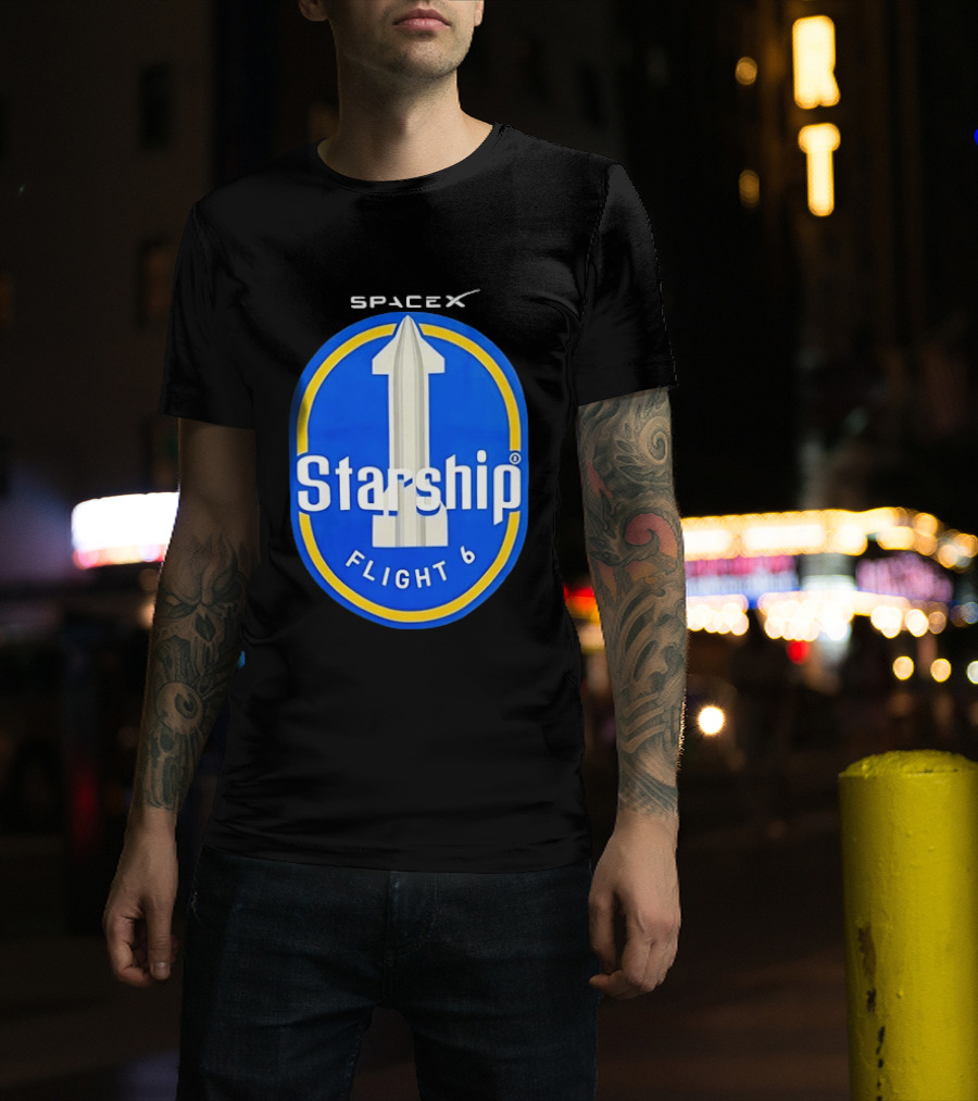 SpaceX Starship Flight 6 Mission Patch Emblem Space Exploration T-Shirt