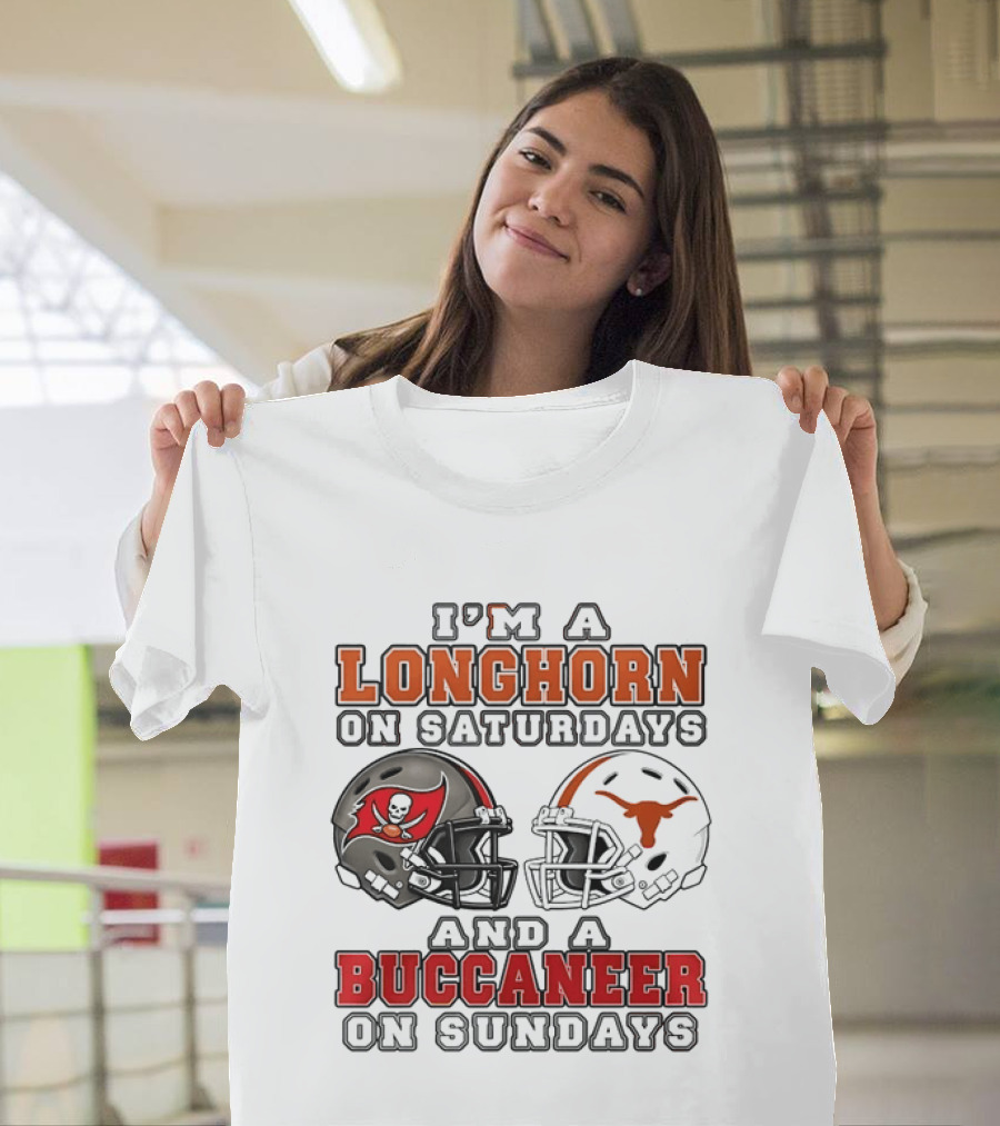 I'm A Longhorn On Saturdays And A Buccaneer On Sundays Two Helmet 2026 T-Shirt