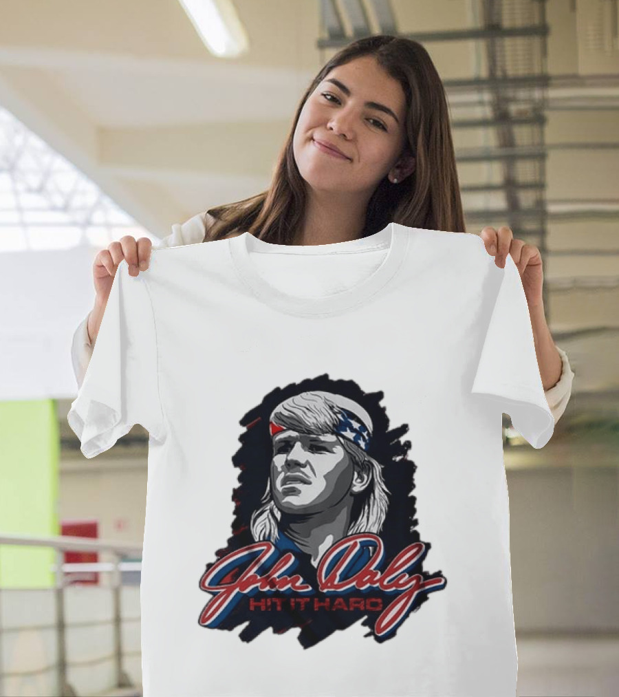 John Daly Hit It Hard Man American Flag Bandana T-Shirt