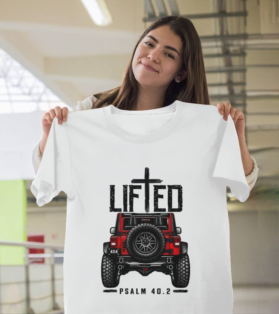 Lifted 4x4 Jeep Off Road Adventure Psalm 40:2 T-Shirt
