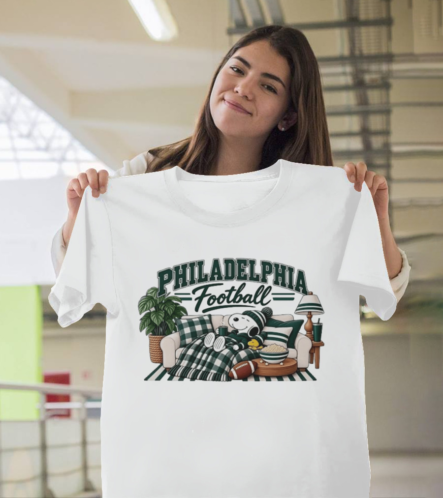 Philadelphia Eagles Football Snoopy Woodstock Cozy Couch T-Shirt
