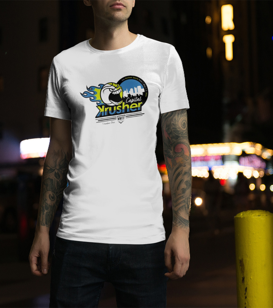 Berliner Sports Capital Krusher Softball 2014 Event Krusher Character With Flames T-Shirt