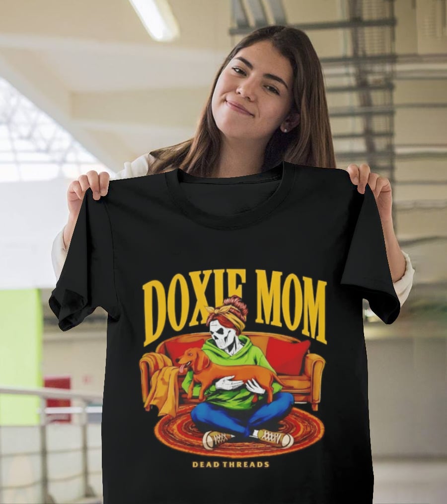 Doxie Mom Skeleton With Dachshund Wiener Dog Dead Threads T-Shirt