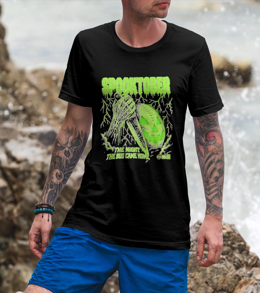 Spooktober The Night The Bus Came Home Halloween Knife Pumpkin Forest T-Shirt