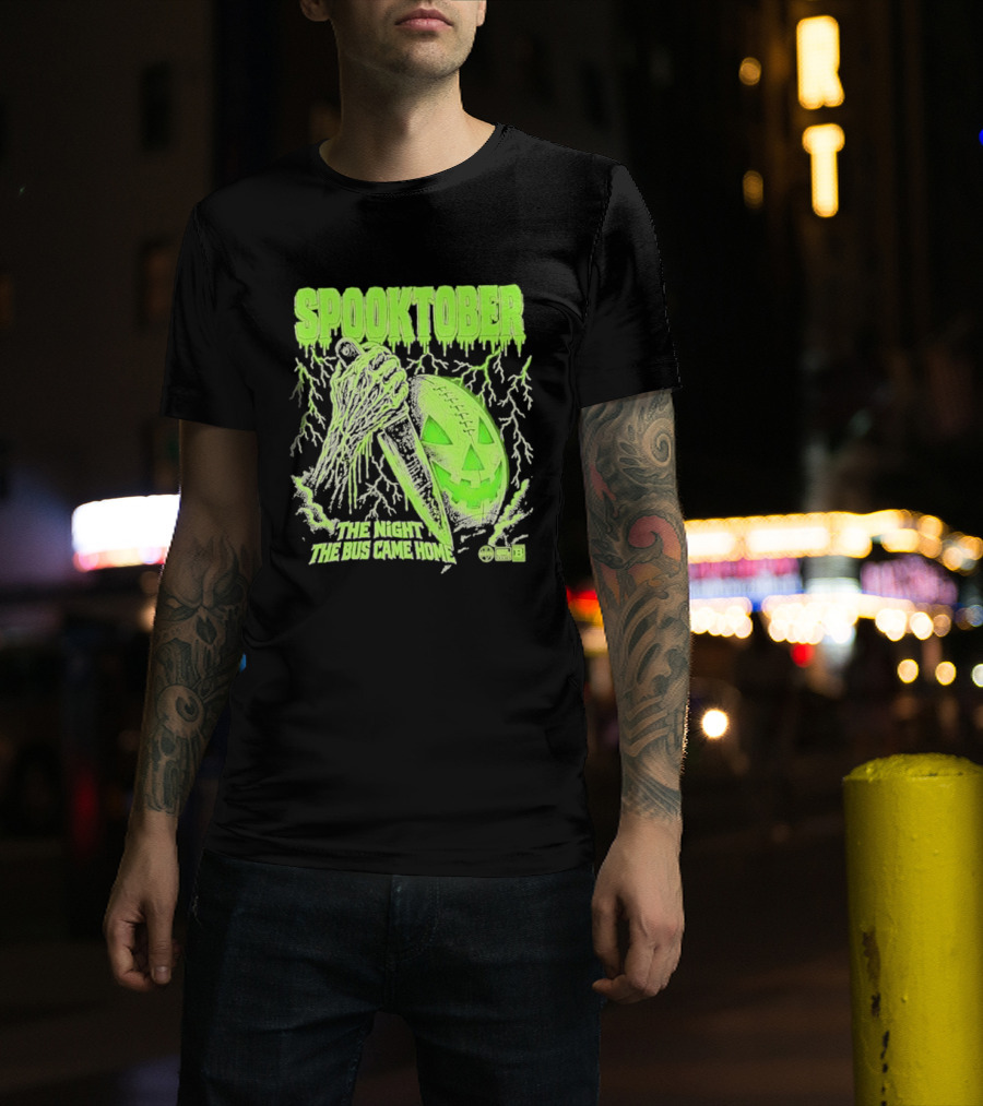 Spooktober The Night The Bus Came Home Halloween Knife Pumpkin Forest T-Shirt