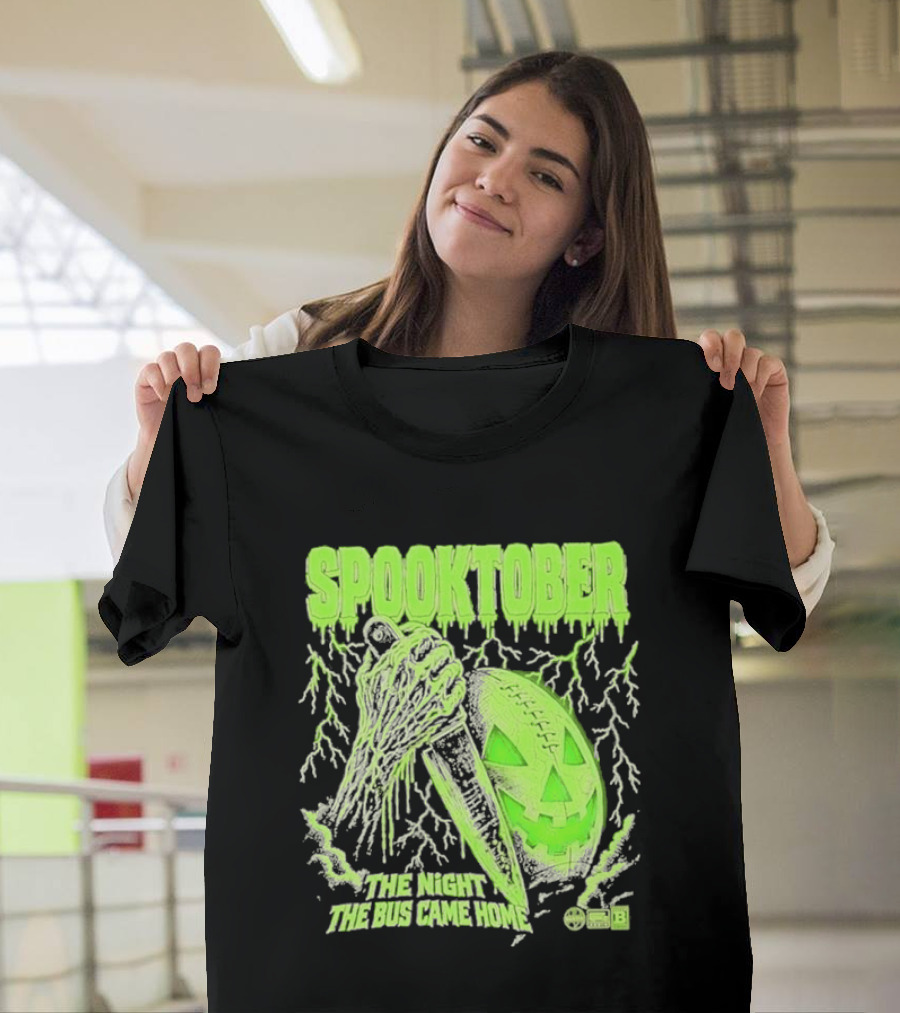 Spooktober The Night The Bus Came Home Halloween Knife Pumpkin Forest T-Shirt