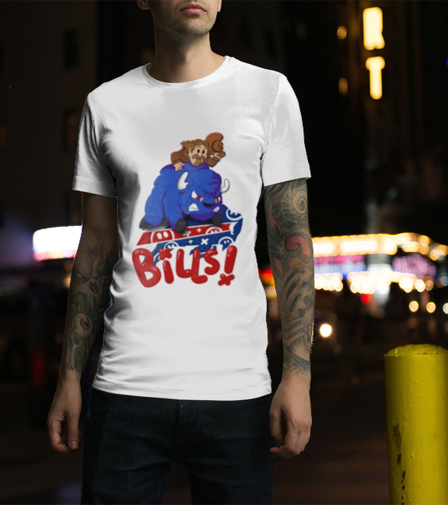 Buffalo Bills Cowboy Riding Angry Blue Bills T-Shirt