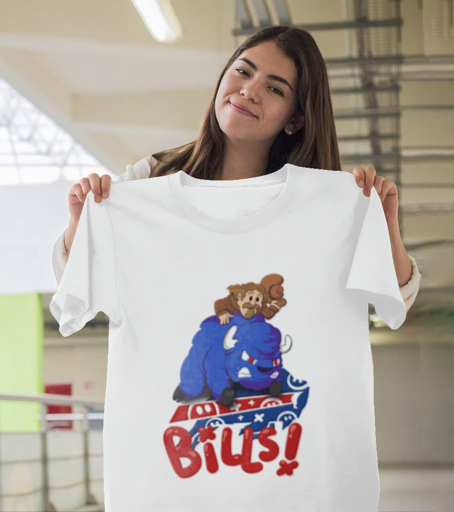 Buffalo Bills Cowboy Riding Angry Blue Bills T-Shirt