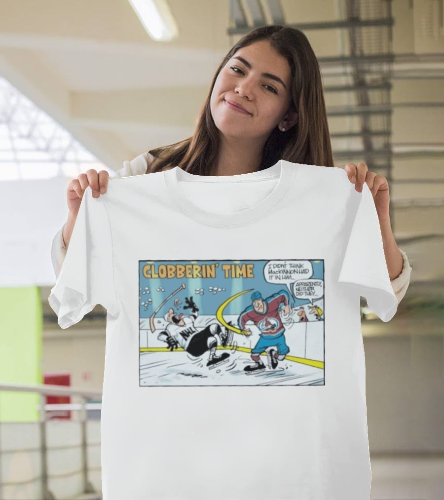 Clobberin Time Nathan MacKinnon Colorado Avalanche Cartoon T-Shirt