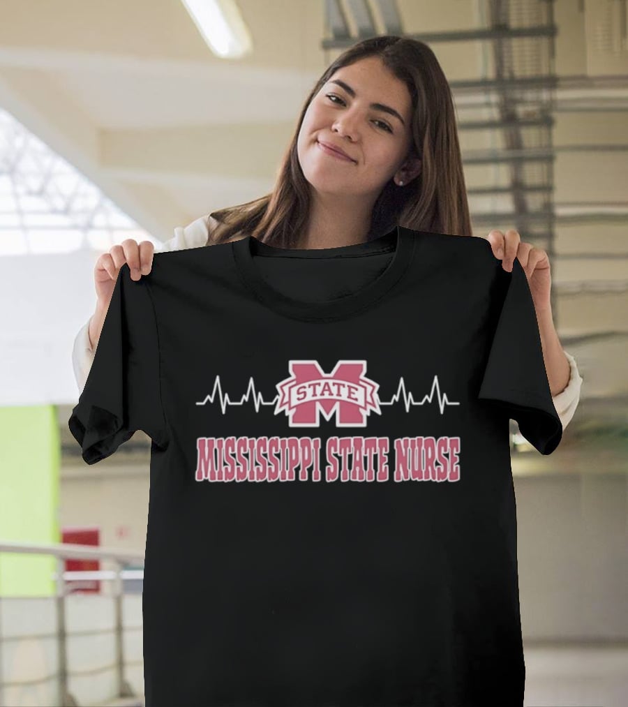 Mississippi State Nurse Heartbeat Bulldogs T-Shirt