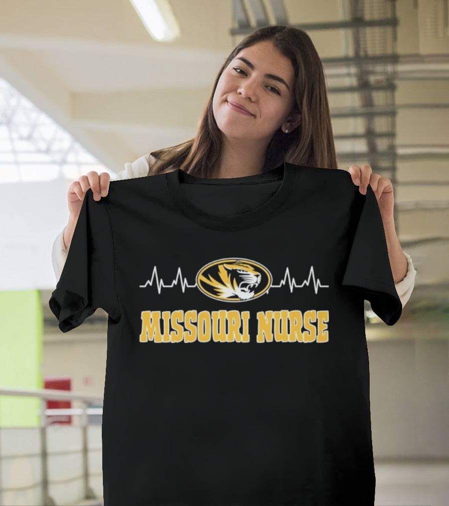 Missouri Nurse Heartbeat Tigers College Sports T-Shirt