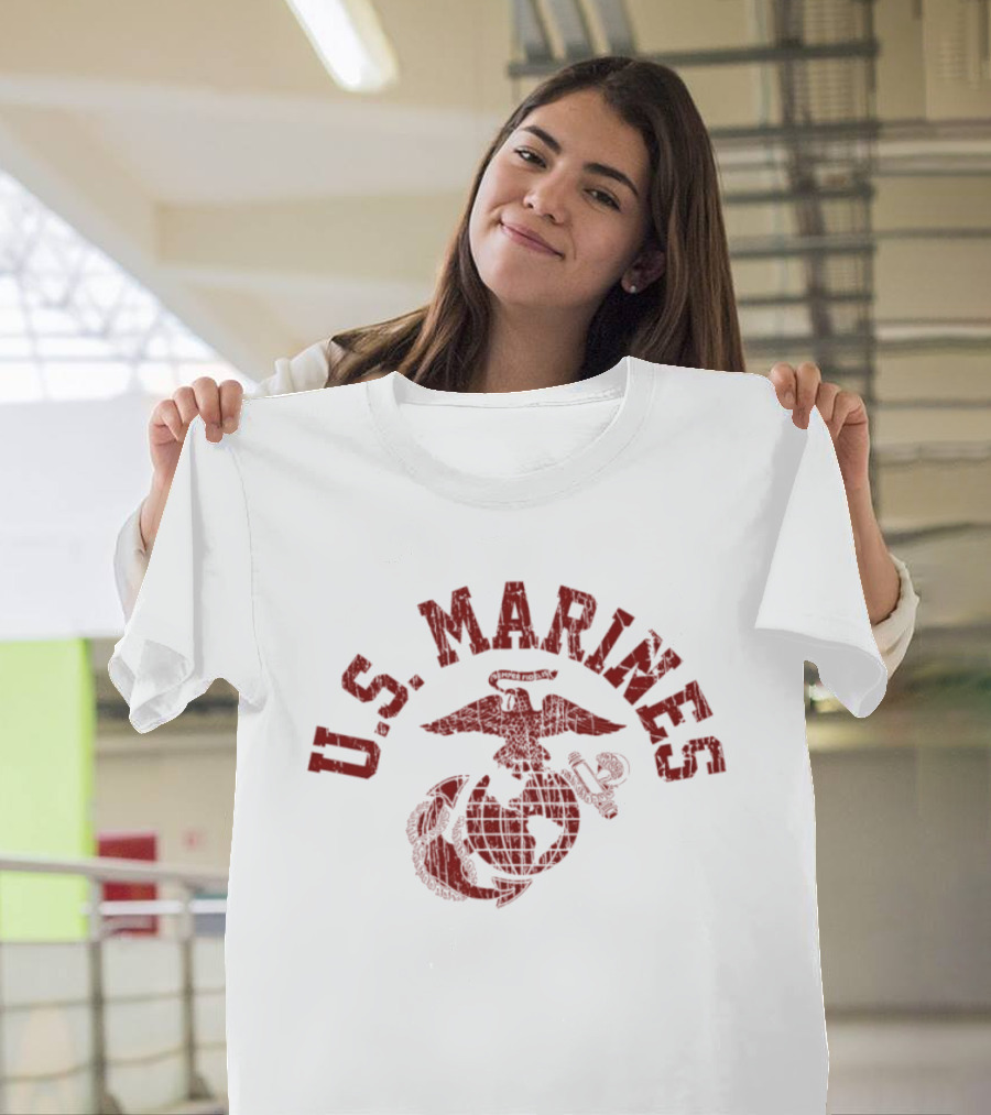 Distressed Eagle Globe Anchor U.S. Marines Semper Fidelis T-Shirt