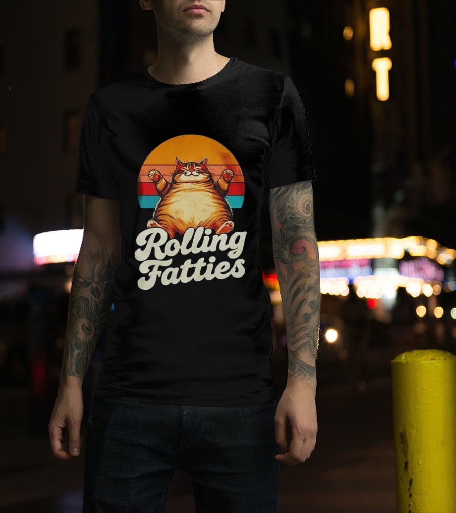 Rolling Fatties Vintage Sunset Cat T-Shirt
