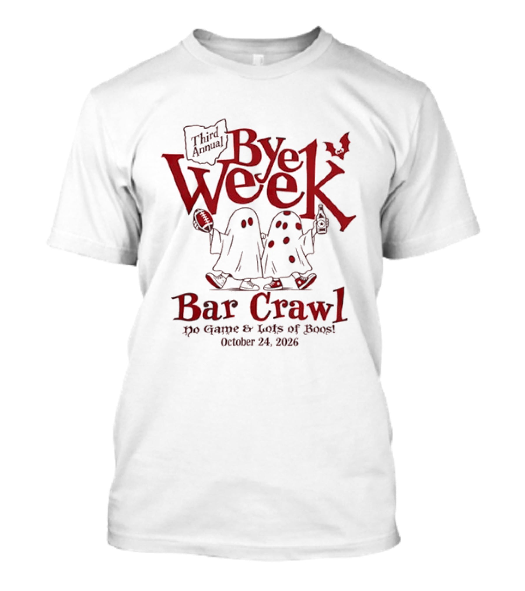 Third Annual Bye Week Bar Crawl No Game Lots Of Boos October 24 2026 T-Shirt