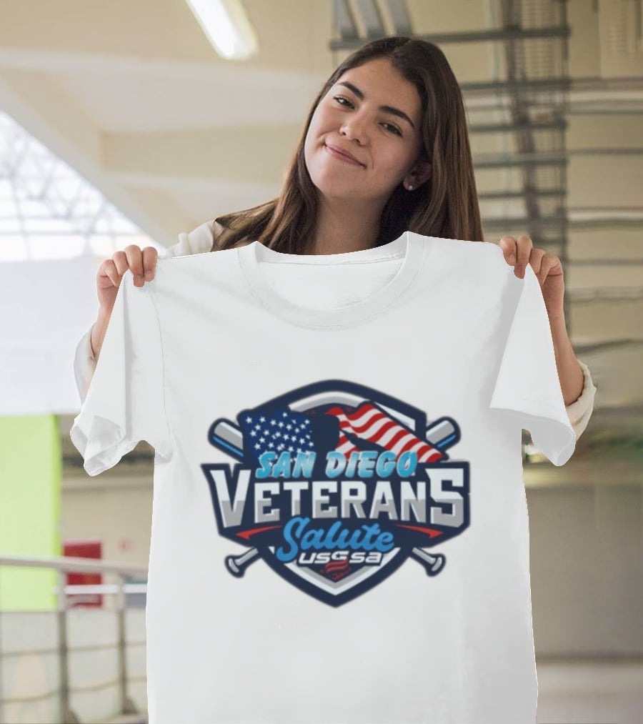 San Diego Veterans Salute USSSA Baseball Event American Flag T-Shirt