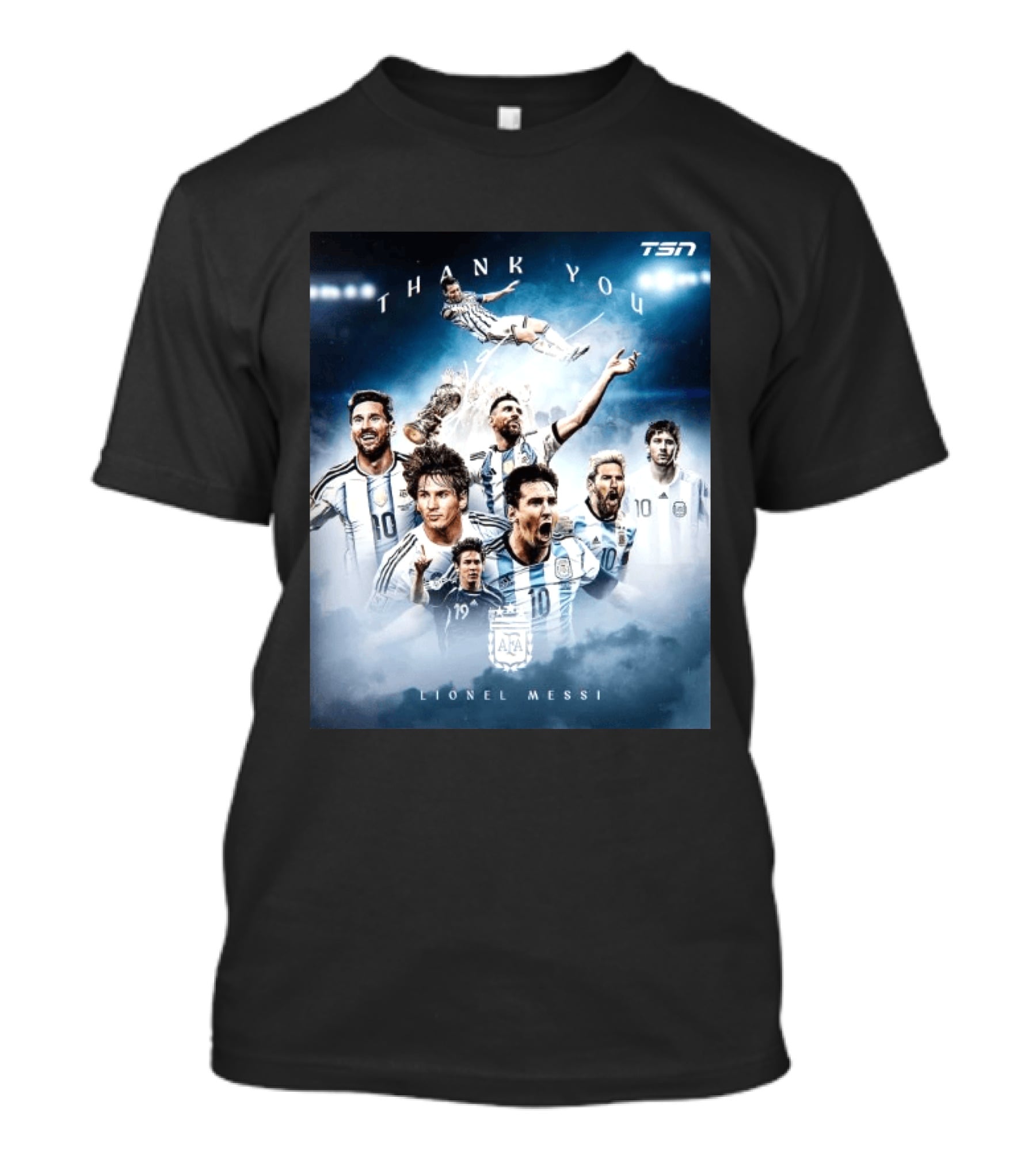Thank You Lionel Messi TSN Argentina Soccer Legend With Trophy And Team Moments T-Shirt