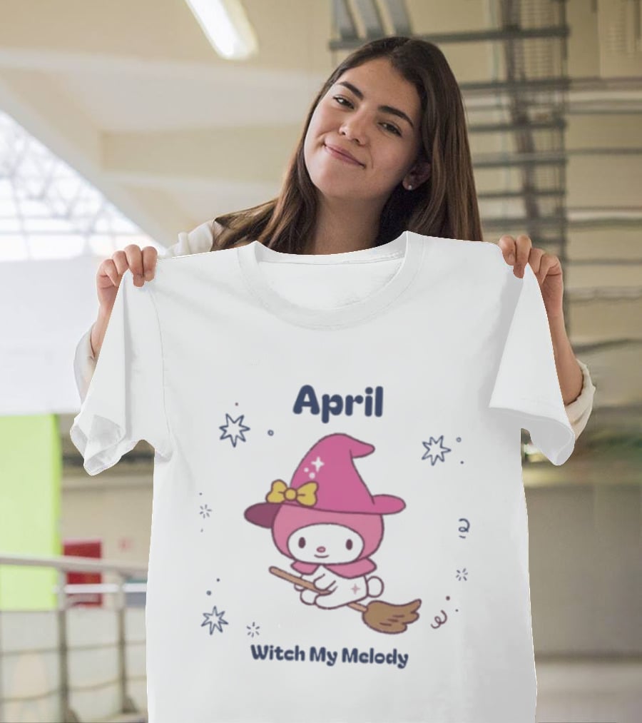 April Witch My Melody Sanrio Halloween Broomstick Magic T-Shirt