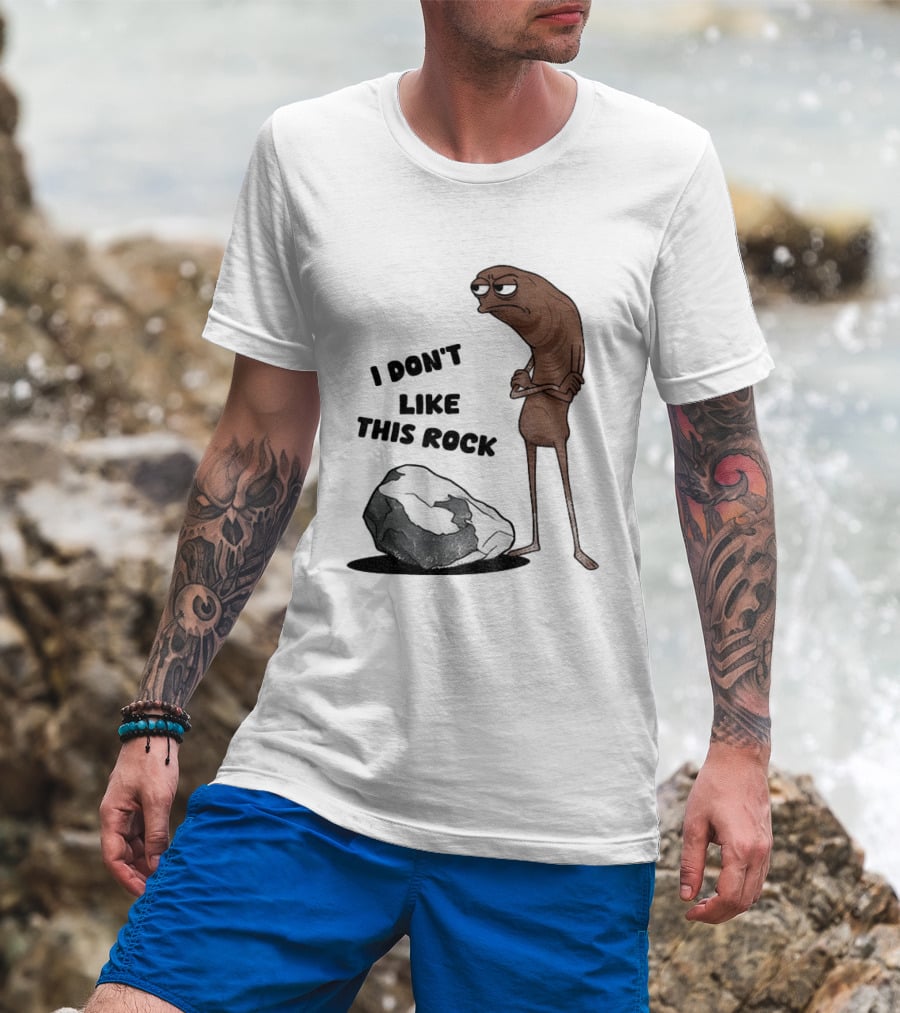 Marcus The Worm I Don't Like This Rock Grumpy Cartoon Expression T-Shirt