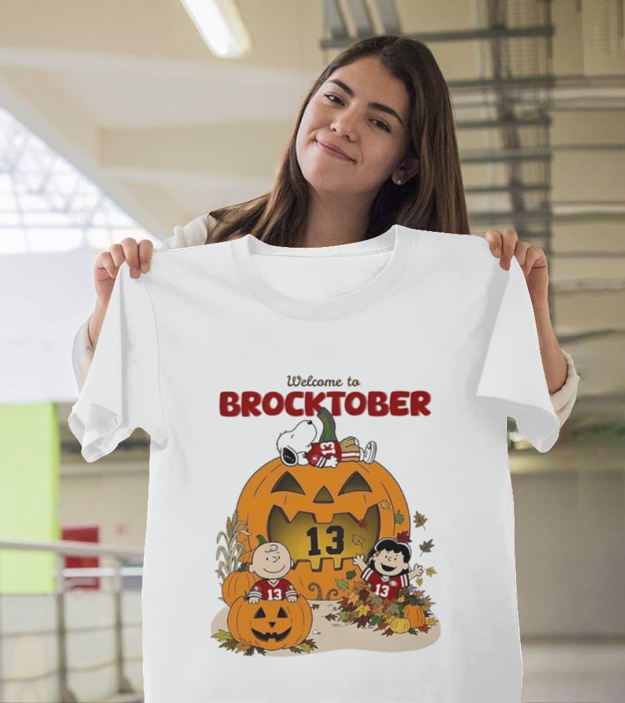 Brock Purdy San Francisco 49ers Welcome To Brocktober Peanuts Halloween Pumpkin Snoopy Charlie Brown T-Shirt