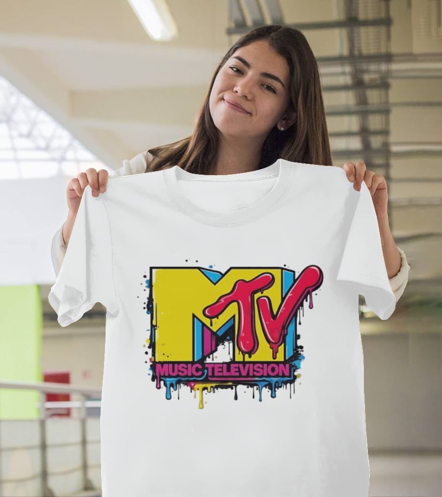 MTV Music Television 90s Nostalgia Bold Neon Drip T-Shirt