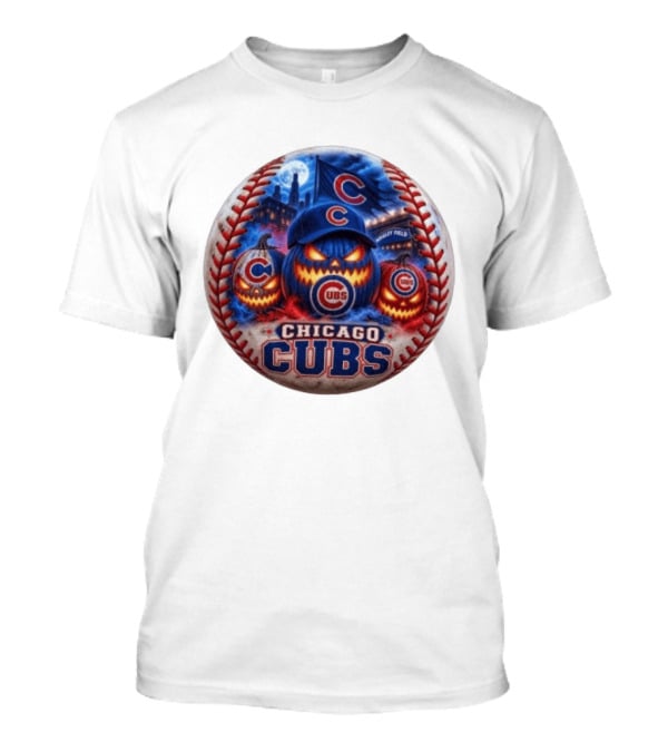 Chicago Cubs Wrigley Field Halloween Jack O' Lantern Baseball T-Shirt