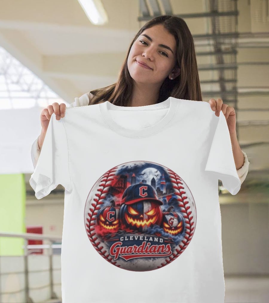 Cleveland Guardians Halloween Jack O' Lantern Spooky Baseball T-Shirt
