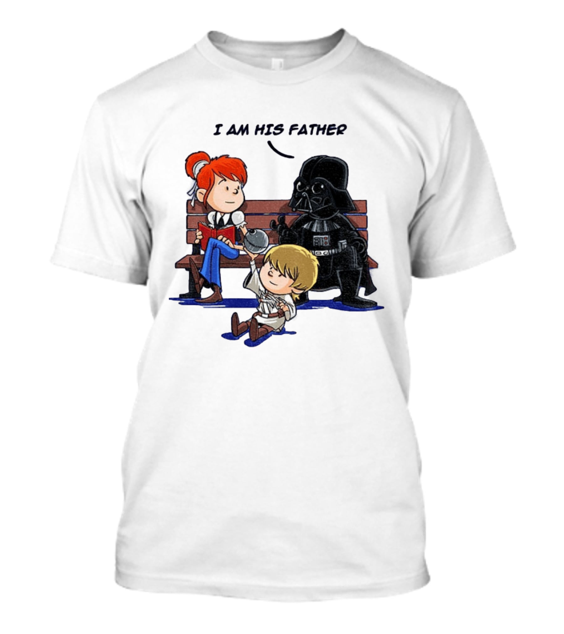 Darth Vader And Luke Skywalker I Am His Father Comic Style Bench Scene T-Shirt