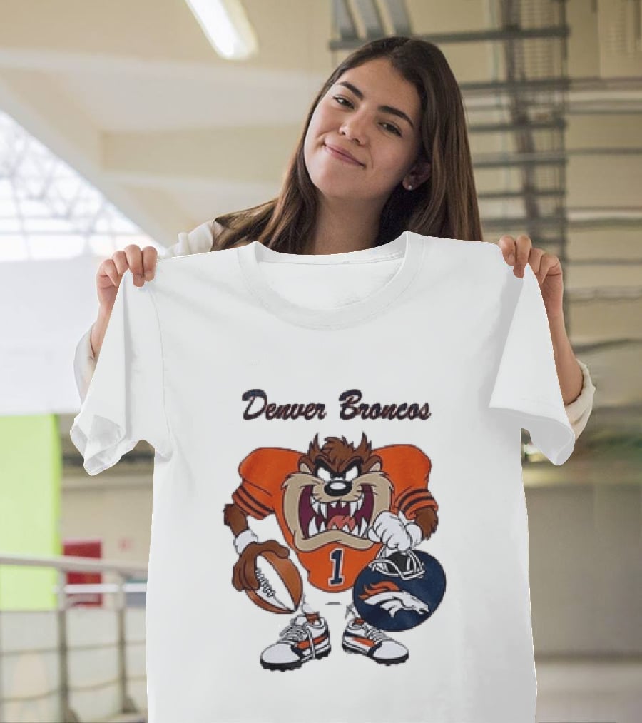 Denver Broncos Taz Looney Tunes Football Number 1 T-Shirt