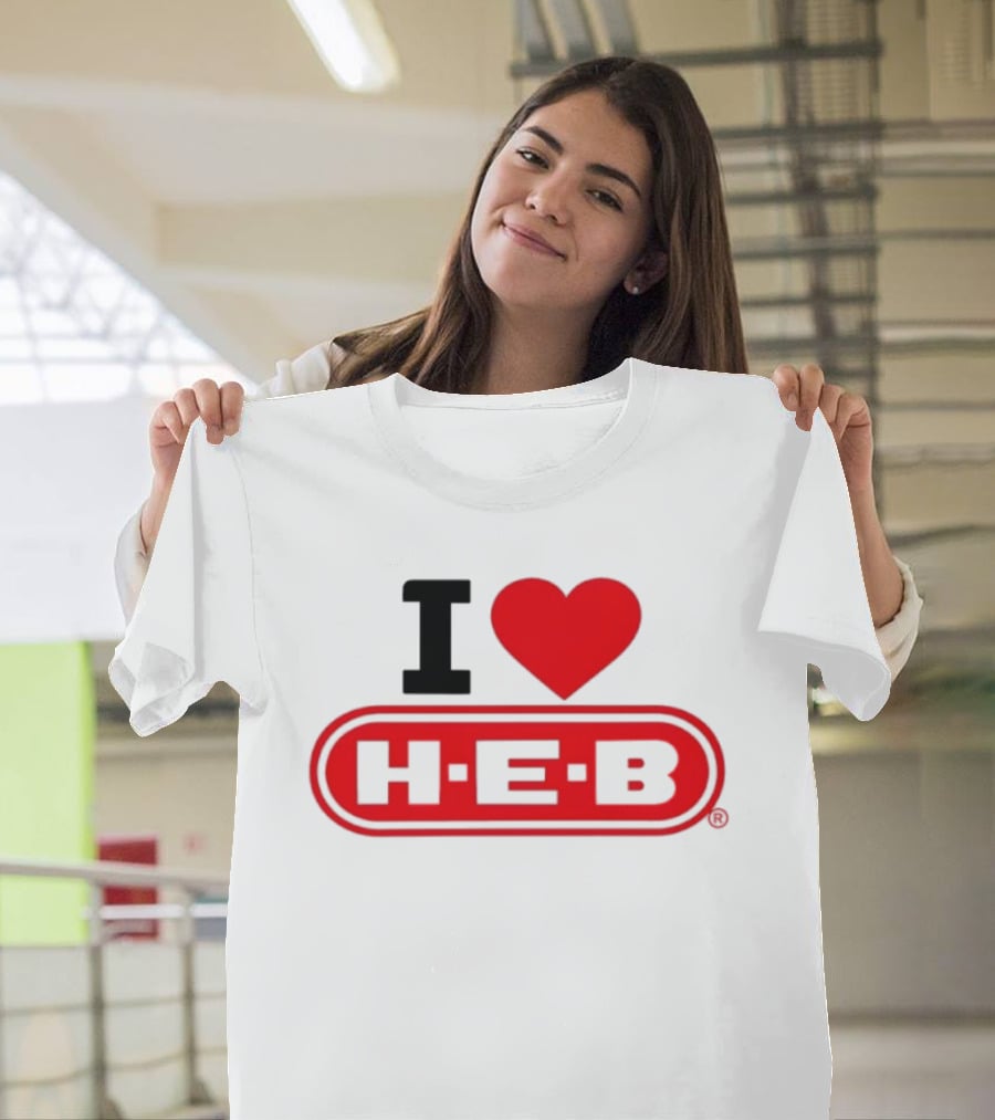 I Love H E B Texas Grocery Store Red Heart T-Shirt