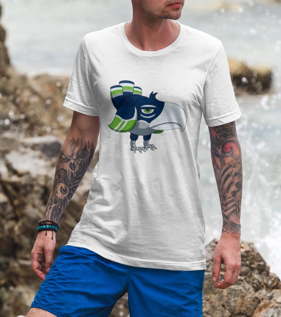 Seattle Seahawks Pokemon Crossover Bird Fan T-Shirt